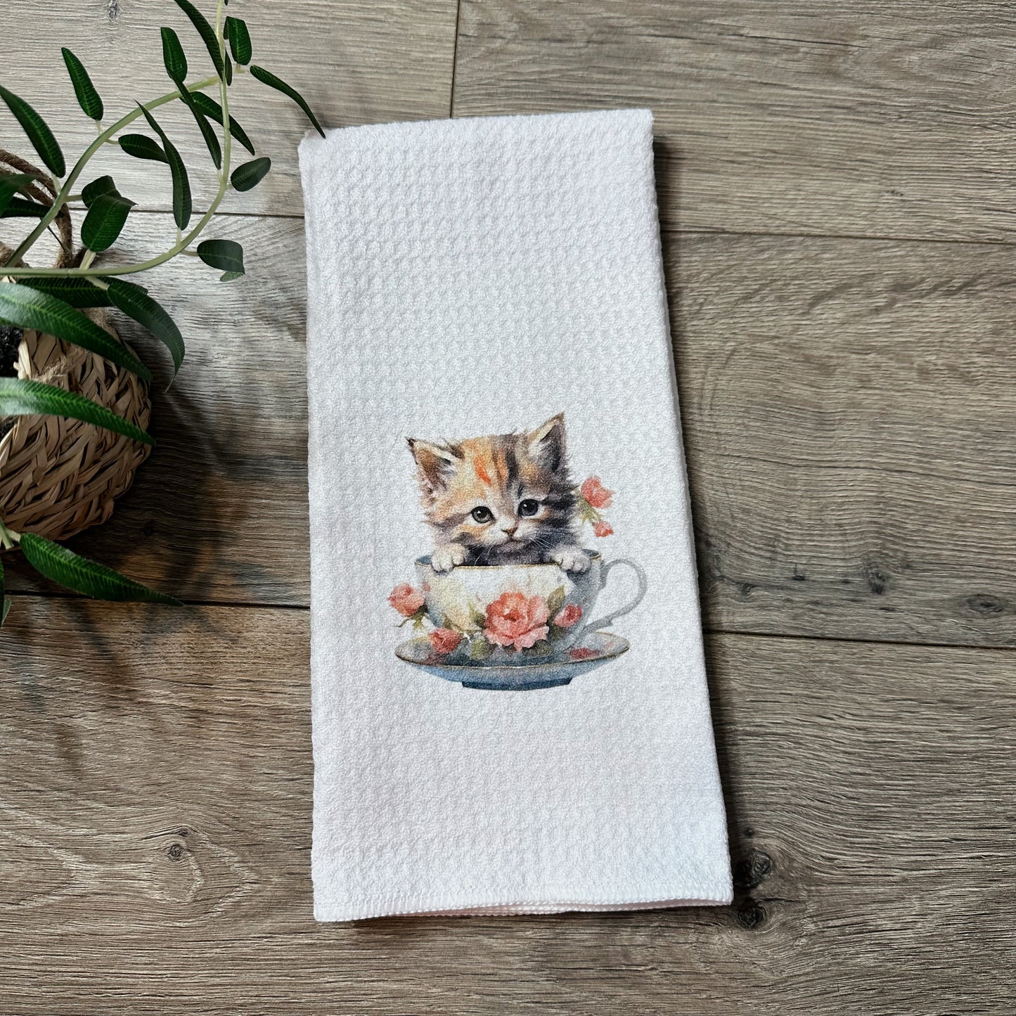 Calico Cat Teacup Towel