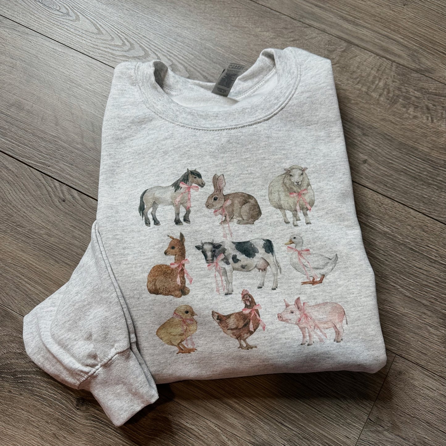 Coquette Farm Animal Bow Sweatshirt