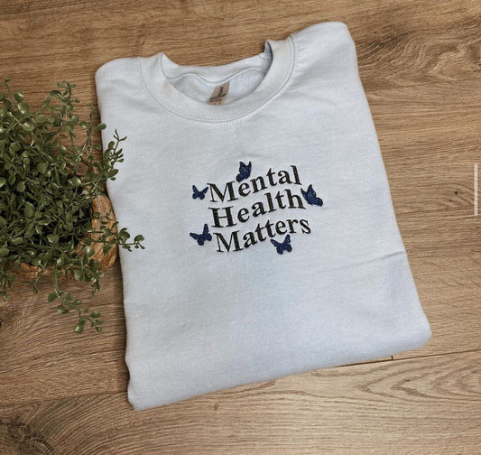 Mental Health Matters Butterflies Crewneck