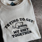 Trying to Get My Shit Together Embroidered Cat T-shirt