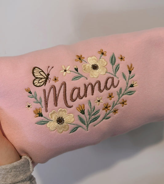 Mama Floral Butterfly Crewneck