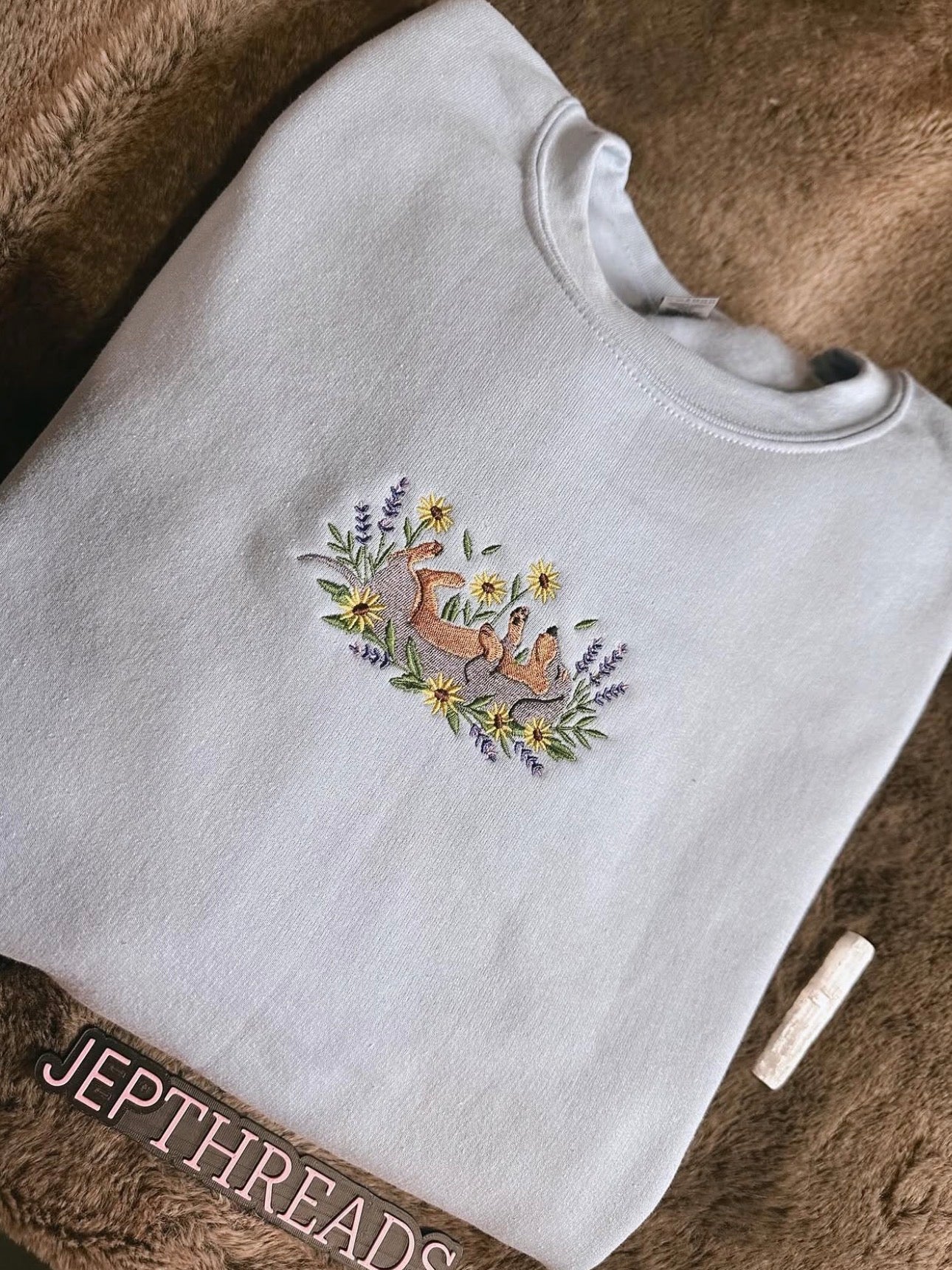 Dachshund Floral Embroidered Crewneck