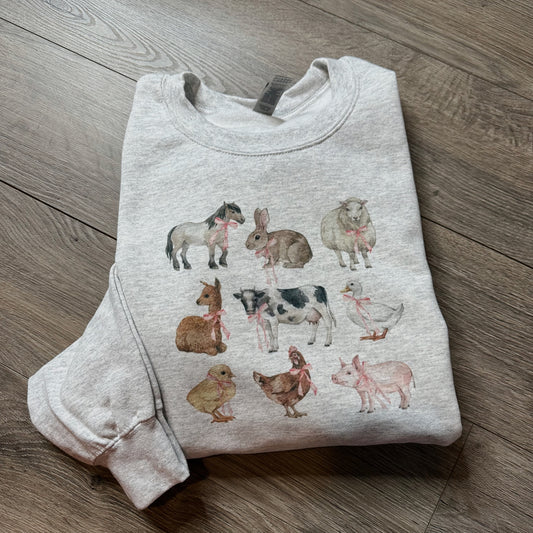 Coquette Farm Animal Bow Sweatshirt