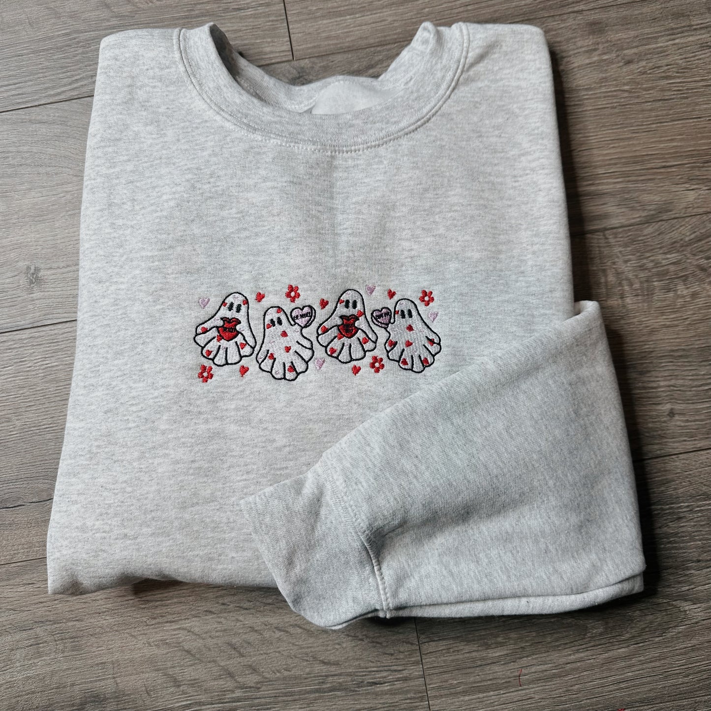 Valentines Ghost Crewneck Embroidered