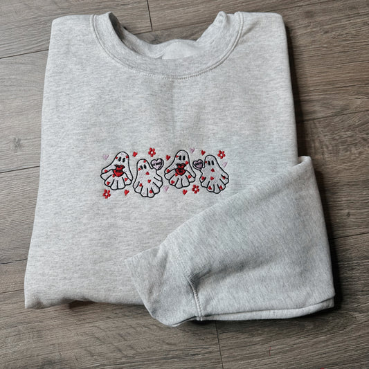 Valentines Ghost Crewneck Embroidered