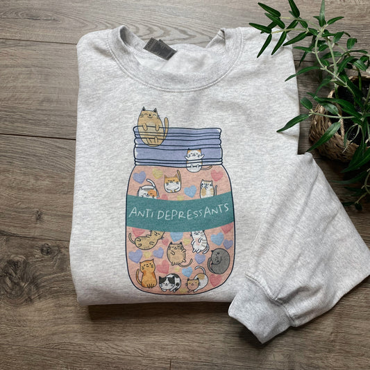 Anti Depressants Cats Crewneck