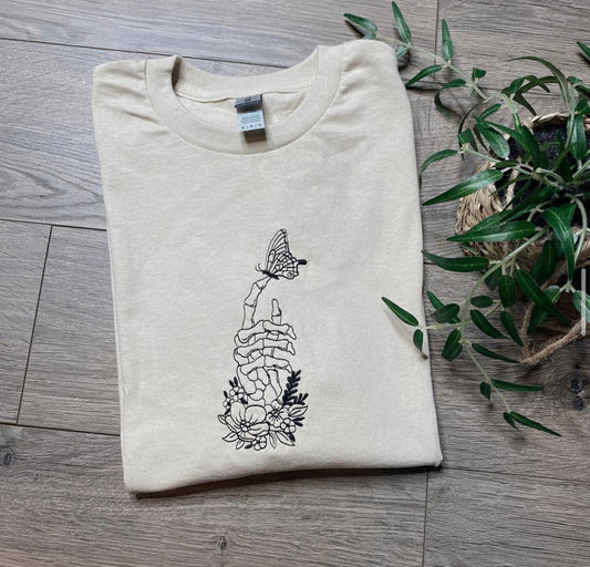 Butterfly Skull Hand T-shirt
