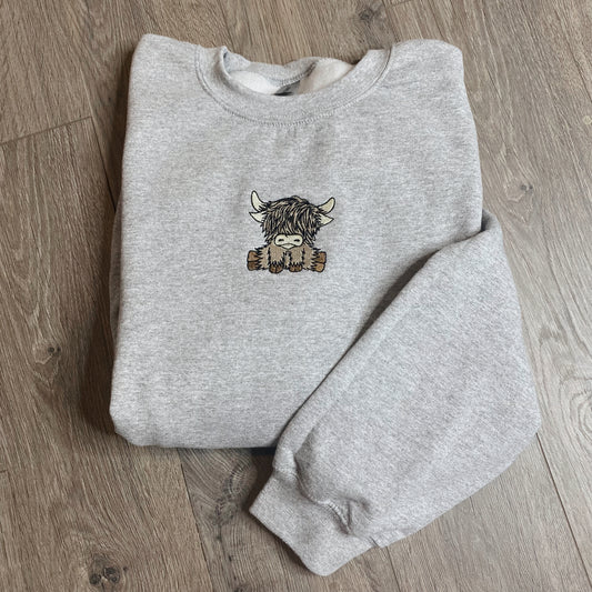 Highland Cow Embroidered Crewneck