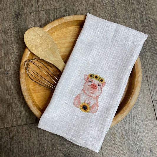 Pig Sunflower Towel