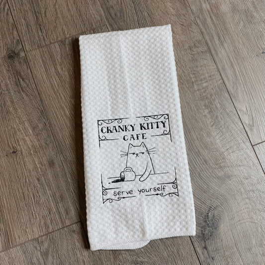 Cranky Kitty Cafe Embroidered Towel